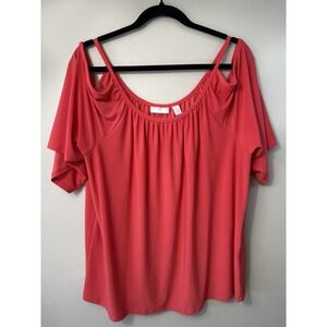 New York & Co Off The Shoulder Coral Blouse Size XL